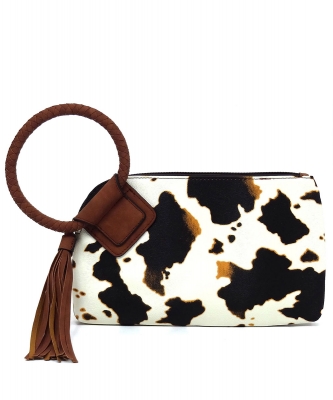 Fashion Cuff Handle Tassel Wristlet Clutch BP204 COW BROWN